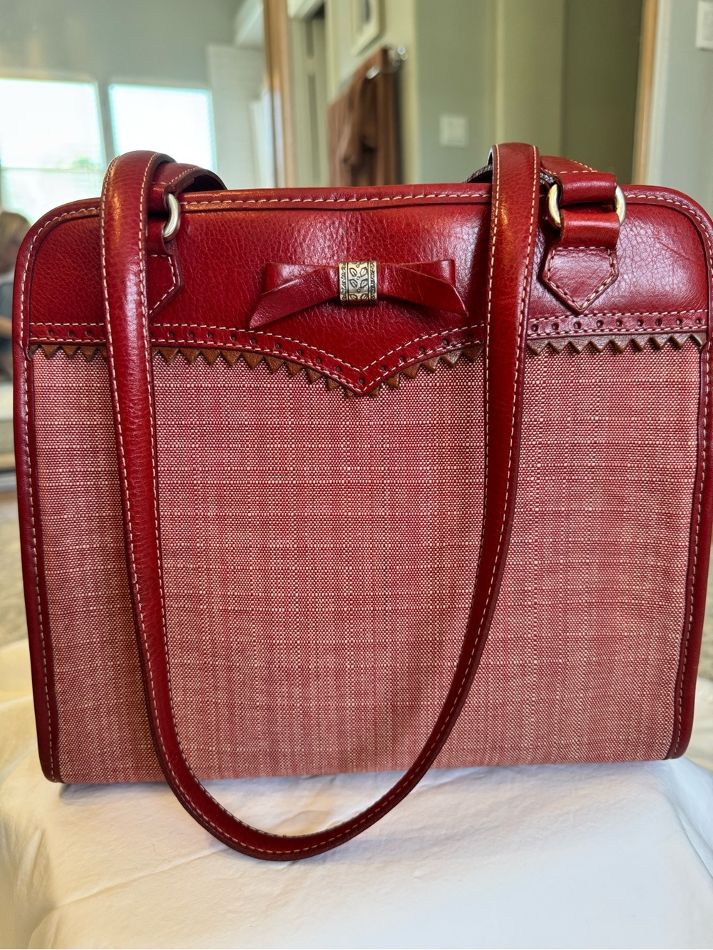 Brighton Out West Red Leather-Trim Shoulder Bag